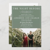 Floral Simplicity 1 Modern Green Rehearsal Dinner 招待状 (正面/裏面)