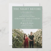 Floral Simplicity 1 Modern Green Rehearsal Dinner 招待状 (正面)