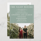 Floral Simplicity 1 Modern Green Rehearsal Dinner 招待状 (正面/裏面)