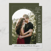 Floral Simplicity 1 | Modern Green | Save The Date セーブザデート (正面/裏面)