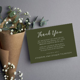 Floral Simplicity 1 Modern Green Thank You Note サンキューカード