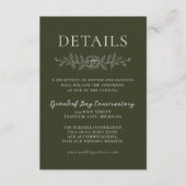 Floral Simplicity 1 Olive Green Minimal Wedding エンクロージャーカード (正面)