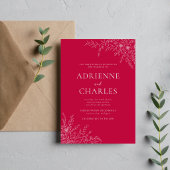 Floral Simplicity 1 Raspberry Pink Minimal Wedding 招待状