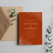 Floral Simplicity 1 Rust Orange Minimal Wedding 招待状