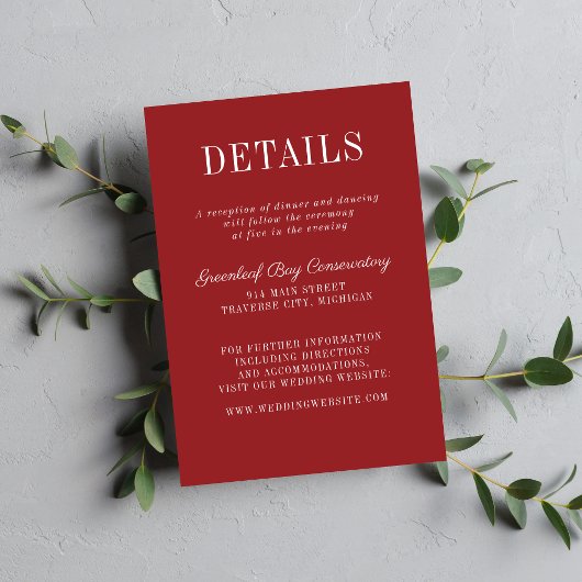 Floral Simplicity 2 Cranberry Minimalist Wedding エンクロージャーカード