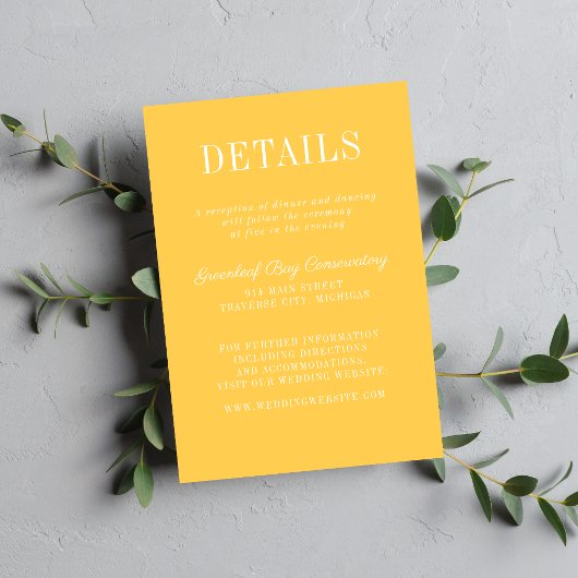 Floral Simplicity 2 Marigold Minimalist Wedding エンクロージャーカード