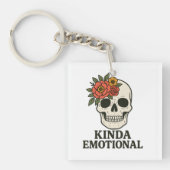 Floral Skull Aesthetic with Soft Emotional Touch キーホルダー (正面)