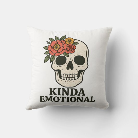 Floral Skull Aesthetic with Soft Emotional Touch クッション (裏面)
