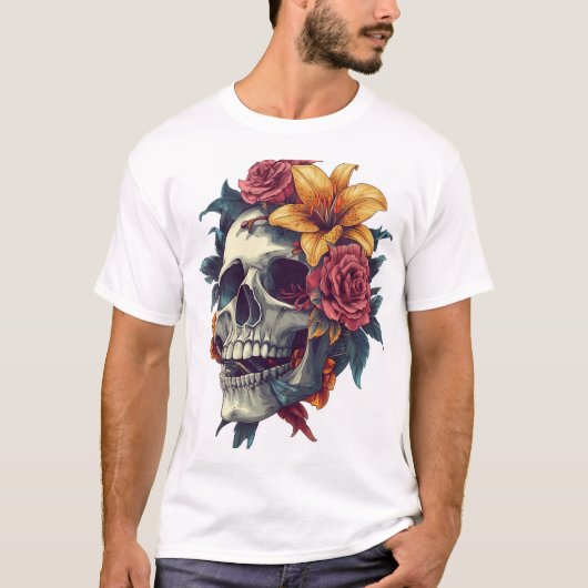Floral Skull Bloom Tシャツ (正面)