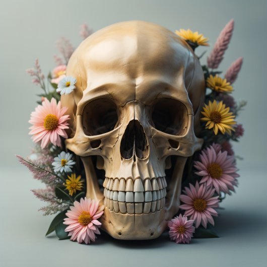 Floral skull cream white Steampunk v1 tissue paper 薄葉紙