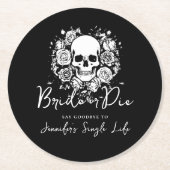 Floral Skull Gothic Black Bachelorette Party  ラウンドペーパーコースター (正面)