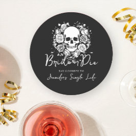 Floral Skull Gothic Black Bachelorette Party  ラウンドペーパーコースター