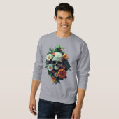 Floral Skull Head Pixel Art スウェットシャツ (正面フル)