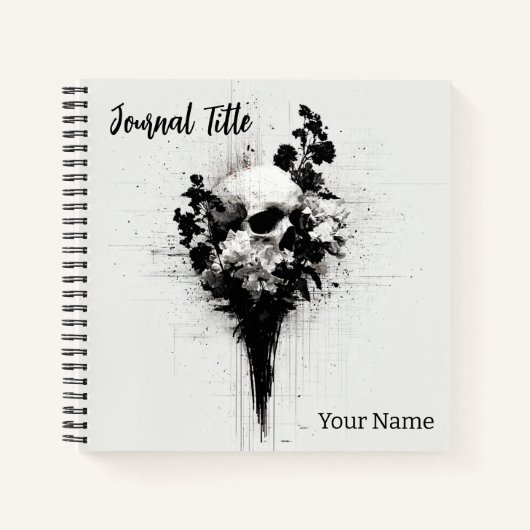 Floral Skull Journal — Custom Name & Title ノートブック (正面)