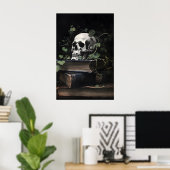 Floral Skull Portrait Print, Gothic Dark Academia ポスター (ホームオフィス)