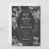 Floral Skull RIP Forties 50th Birthday Party 招待状 (正面)