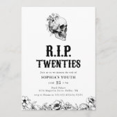Floral Skull RIP Twenties 30th Birthday 招待状 (正面)