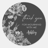 Floral Skull RIP Twenties 30th Birthday Party ラウンドシール (正面)