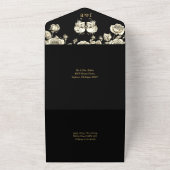 Floral Skulls Black And Gold Gothic Wedding オールインワン招待状 (外側)