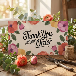 Floral Small Business Thank You 名刺