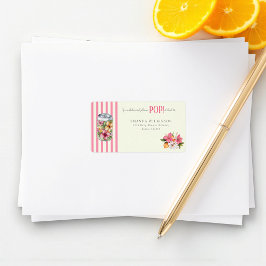 Floral Soda Can Pink Stripe Floral Design ラベル