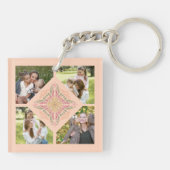 Floral Soft peach kaleidoscopic Script Best Mom  キーホルダー (裏面)