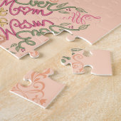 Floral Soft peach kaleidoscopic Script Best Mom  ジグソーパズル (側面)