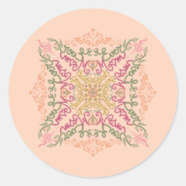Floral Soft peach kaleidoscopic Script Best Mom  ラウンドシール