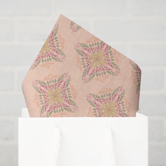 Floral Soft peach kaleidoscopic Script Best Mom  薄葉紙 (ギフトバッグ)