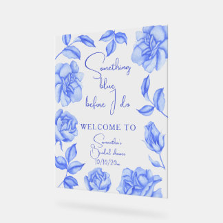 Floral Something Blue Bridal Shower Welcome アクリルサイン