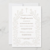  Floral Spanish Cross Confirmation Confirmacion 招待状 (正面)