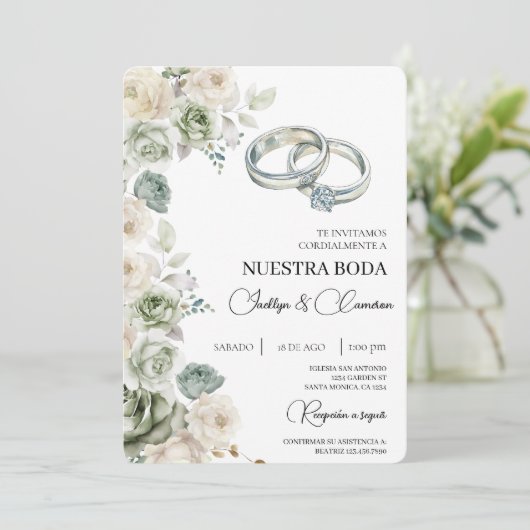 Floral Spanish Wedding Invitation 招待状 (スタンド正面)