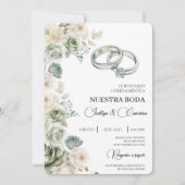 Floral Spanish Wedding Invitation 招待状 (正面)