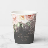 Floral Sparkles Sweet Sixteen Rose Gold/Blk ID912  紙コップ (裏面)