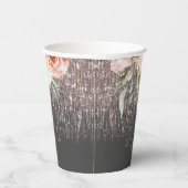 Floral Sparkles Sweet Sixteen Rose Gold/Blk ID912  紙コップ (右)