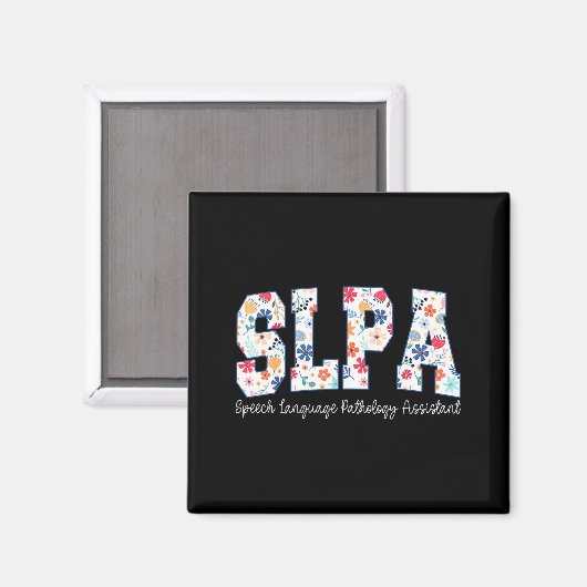 Floral Speech Language Pathology Istant Slpa Appre マグネット (正面/裏面)