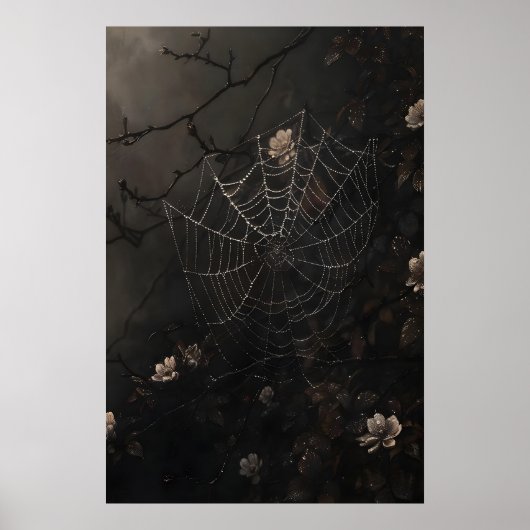 Floral Spider Web Print, Dark Academia Gothic ポスター (正面)