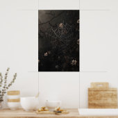 Floral Spider Web Print, Dark Academia Gothic ポスター (キッチン)