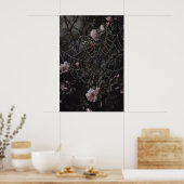 Floral Spider Web Print, Flowers In Cobweb Print ポスター (キッチン)