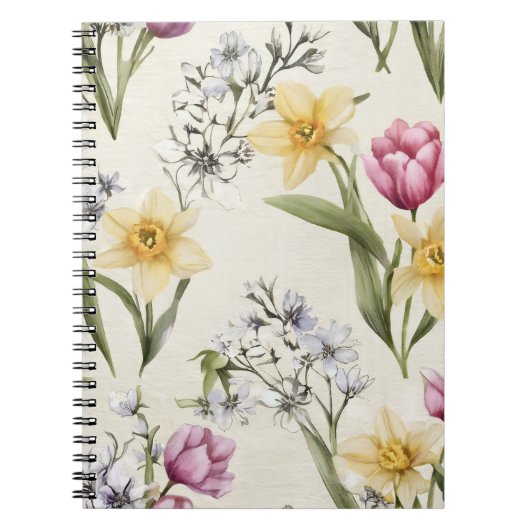 Floral Spiral Notebook | Vintage Botanical Flower ノートブック (正面)