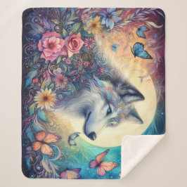 Floral Spirit: The Wolf in Bloom シェルパブランケット
