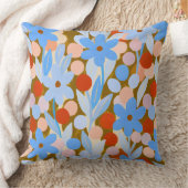 Floral Spots in brown pattern クッション (ブランケット)