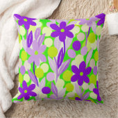 Floral Spots in lime green pattern クッション (ブランケット)