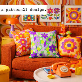 Floral Spots in lime green pattern クッション