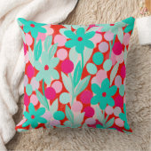 Floral Spots in red pattern クッション (ブランケット)