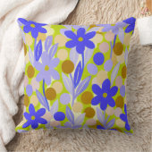 Floral Spots in retro green pattern クッション (ブランケット)