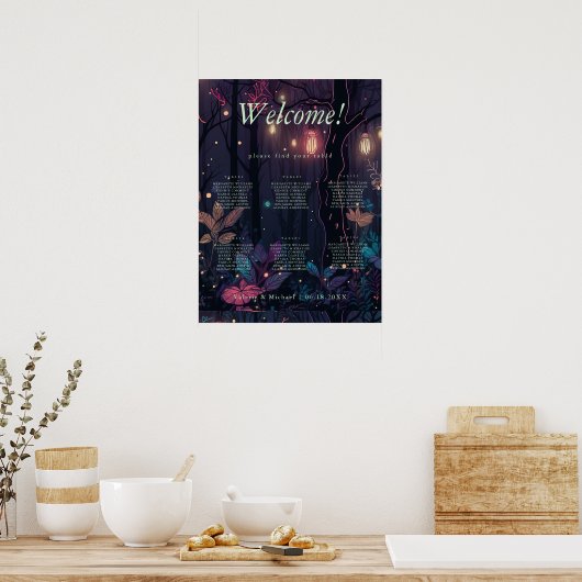 Floral Spray Fantasy Art 6 -Tables Seating Chart ポスター (キッチン)