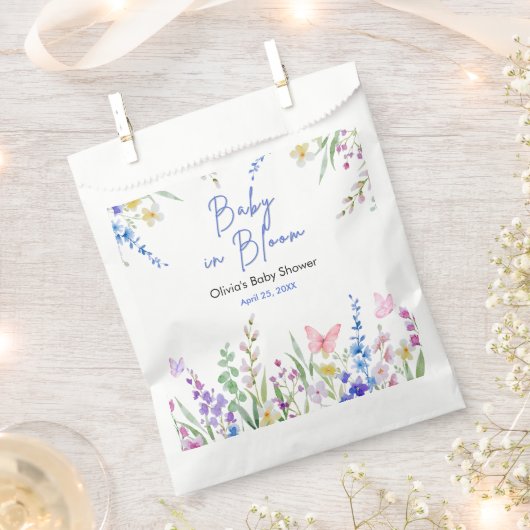 Floral Spring Baby in Bloom Baby Shower   フェイバーバッグ (クリップ留めされた状態)