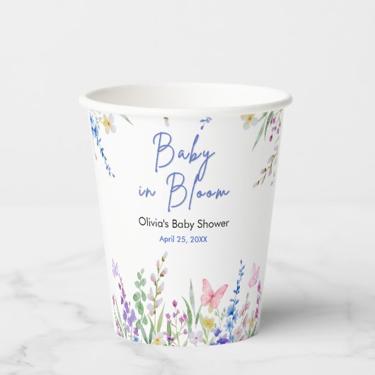 Floral Spring Baby in Bloom Baby Shower   紙コップ (正面)
