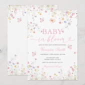 Floral Spring Baby in Bloom Baby Shower Invitation 招待状 (正面/裏面)